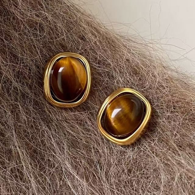 pexrl jewelry-925 Sterling Silver Gemstone Stud Earring
