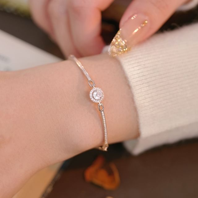 pexrl jewelry-925 Sterling Silver Rhinestone Bangle