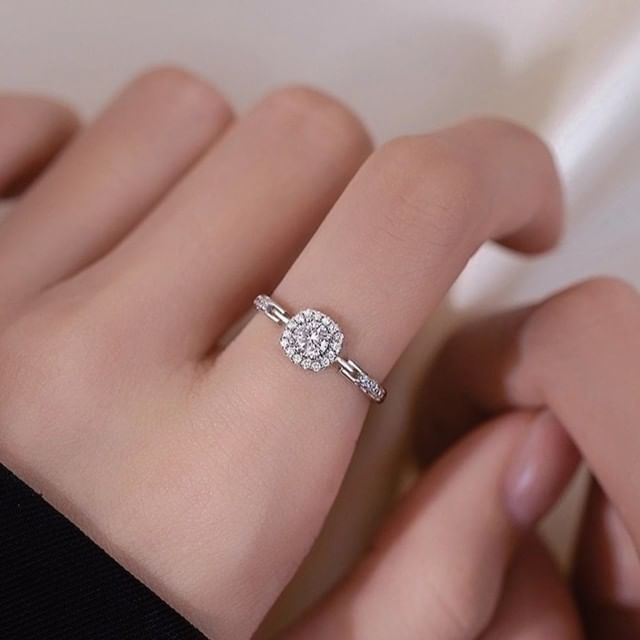 pexrl jewelry-999 Silver CZ Open Ring
