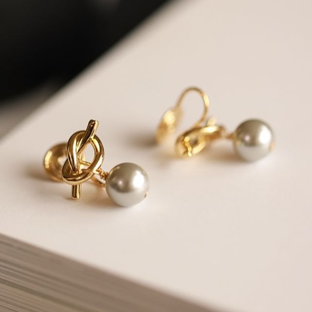 pexrl jewelry-Faux Pearl Dangle Clip On Earring