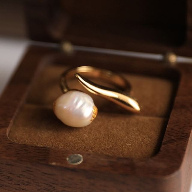 pexrl jewelry-Faux Pearl Open Ring