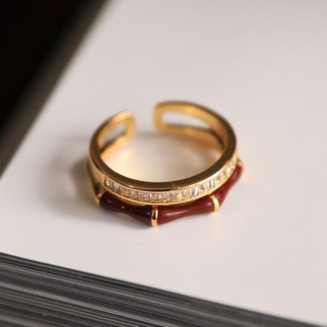 pexrl jewelry-Layered CZ Ring