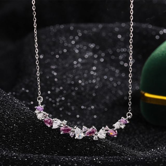 pexrl jewelry-S999 Silver Rhinestone Necklace