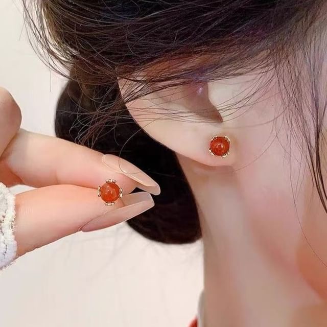 pexrl jewelry-Sterling Silver Ball Stud Earring