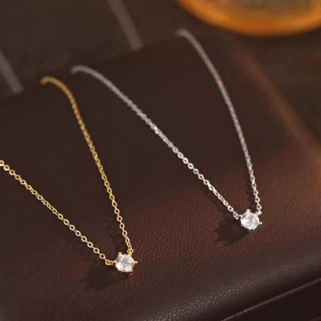 pexrl jewelry-Sterling Silver CZ Necklace