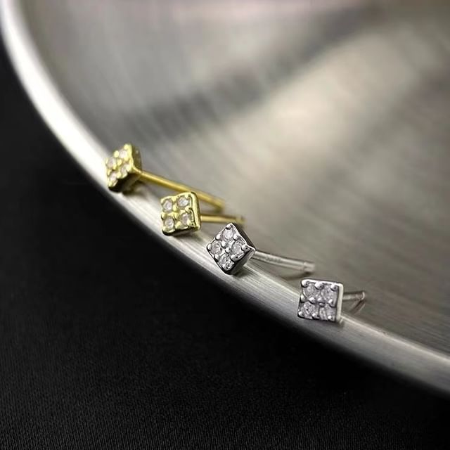 pexrl jewelry-Sterling Silver CZ Stud Earring