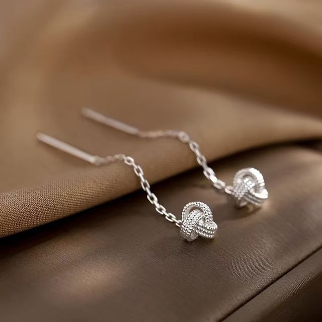 pexrl jewelry-Sterling Silver Knot Threader Earring
