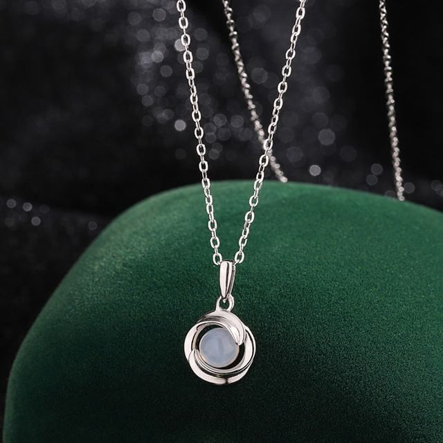 pexrl jewelry-Sterling Silver Rhinestone Ring Necklace