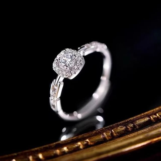 pexrl jewelry-Sterling Silver Rhinestone Ring
