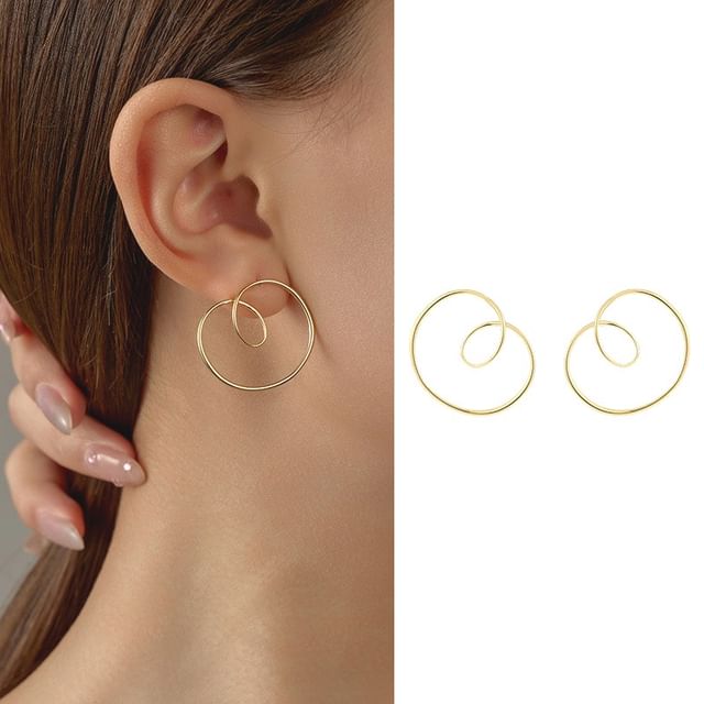 pexrl jewelry-Sterling Silver Spiral Stud Earring