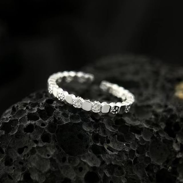 pexrl jewelry-Textured Alloy Open Ring