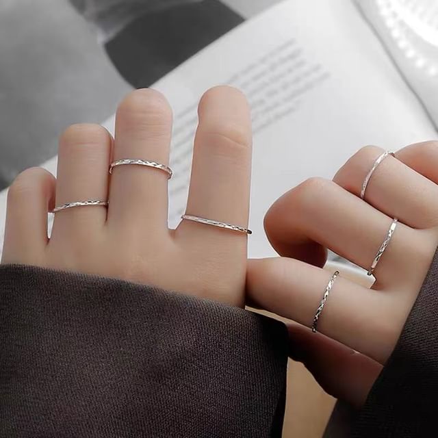 pexrl jewelry-Textured Alloy Open Ring