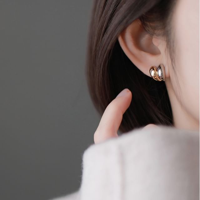 pexrl jewelry-Two Tone Clip On Earring