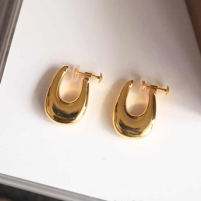 pexrl jewelry-U Shape Hoop Clip-On Earring