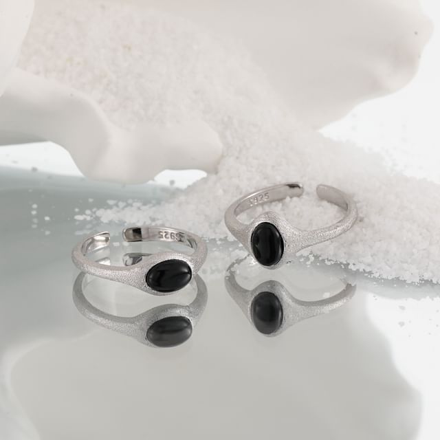 Phoenoa-925 Sterling Silver Agate Open Ring