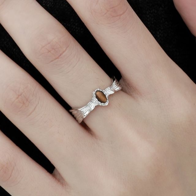 Phoenoa-925 Sterling Silver Cabochon Open Ring