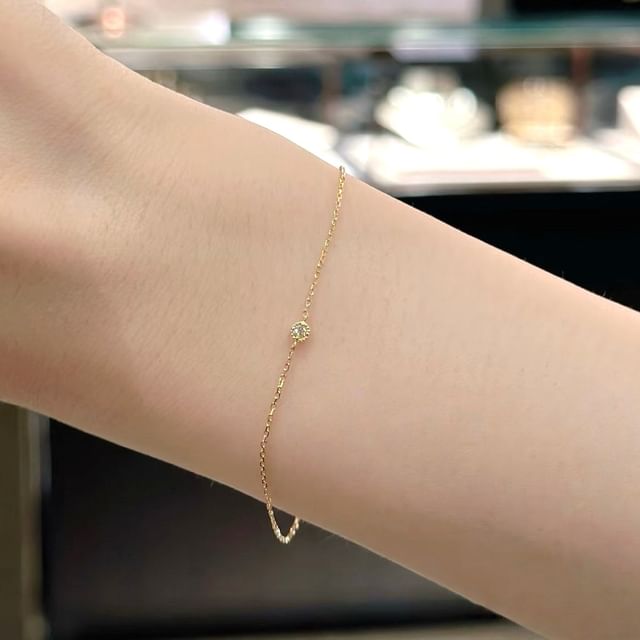 Phoenoa-925 Sterling Silver CZ Bezel Chain Bracelet