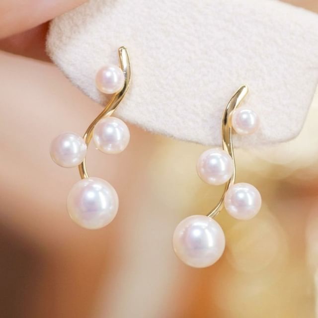 Phoenoa-925 Sterling Silver Faux Pearl Ear Stud