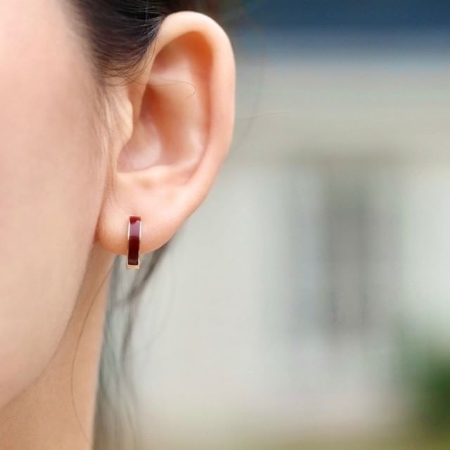 Phoenoa-925 Sterling Silver Gazed Huggie Earring