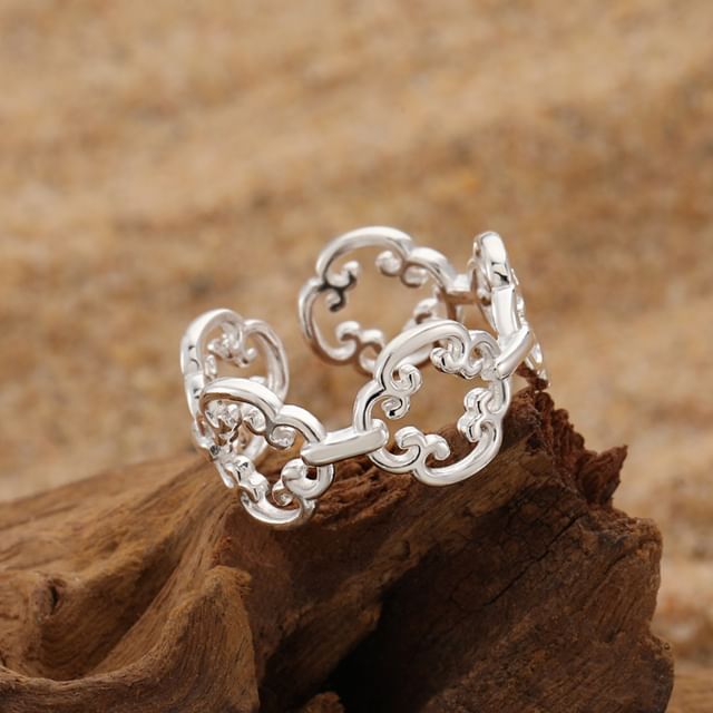 Phoenoa-925 Sterling Silver Hollowed Open Ring