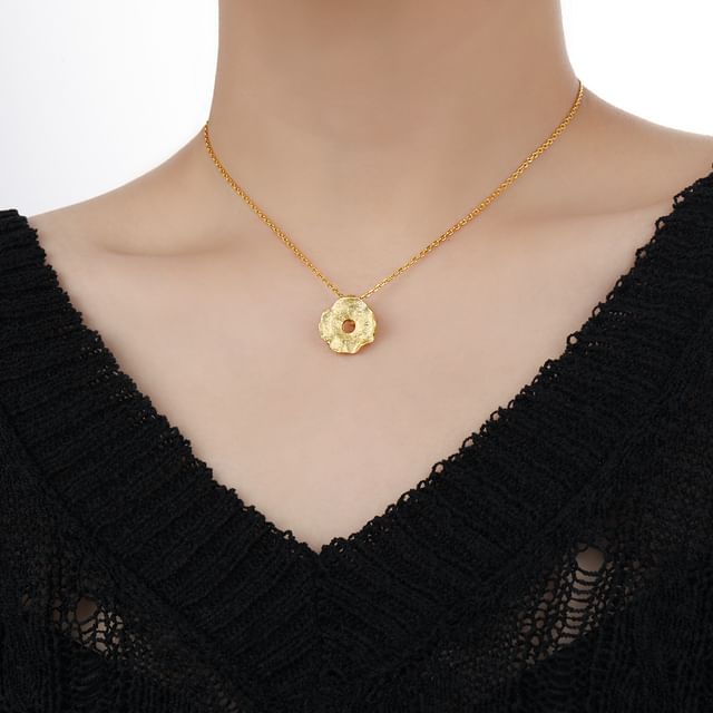 Phoenoa-925 Sterling Silver Irregular Disc Pendant