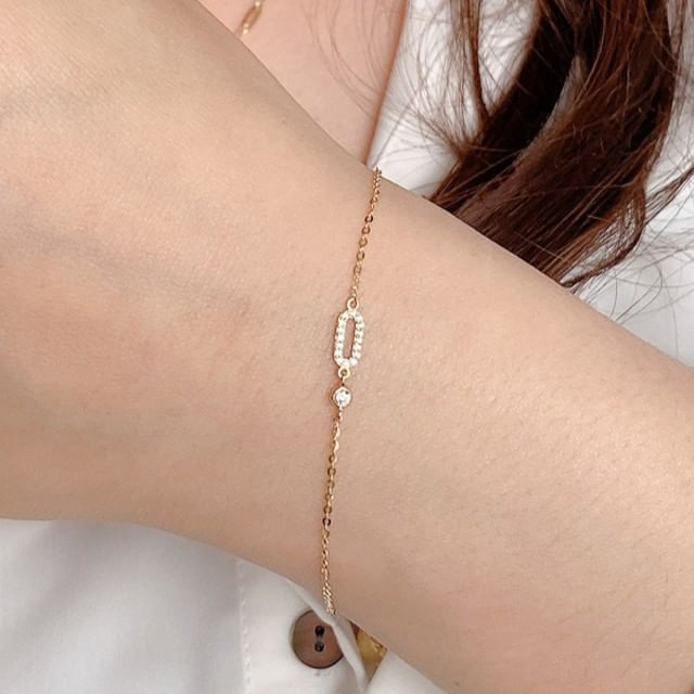 Phoenoa-925 Sterling Silver Rhinestone Bracelet