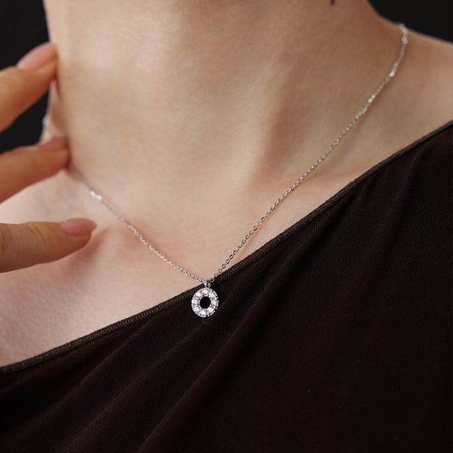 Phoenoa-925 Sterling Silver Rhinestone Hoop Necklace
