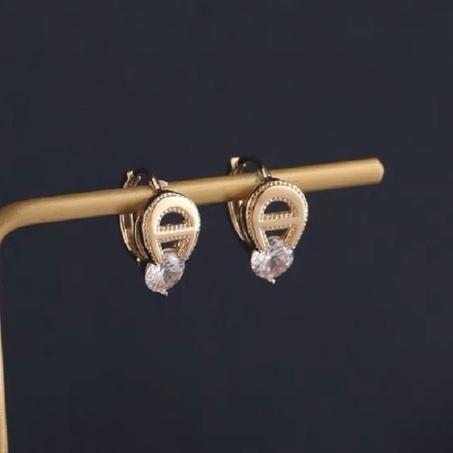 Phoenoa-925 Sterling Silver Rhinestone Horseshoe Leverback Earring