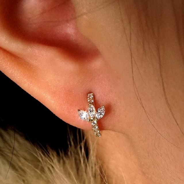 Phoenoa-925 Sterling Silver Rhinestone Huggie Earring