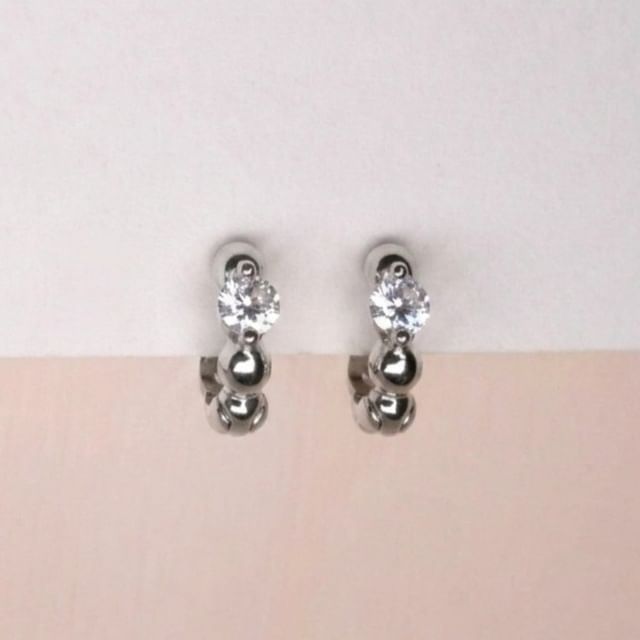 Phoenoa-925 Sterling Silver Rhinestone Huggie Earring