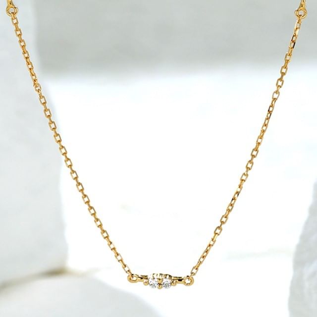 Phoenoa-925 Sterling Silver Rhinestone Pendant Choker
