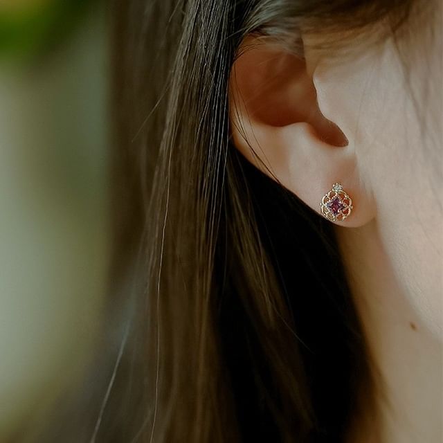 Phoenoa-925 Sterling Silver Rhinestone Stud Earring