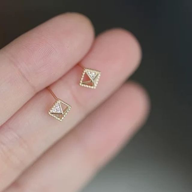 Phoenoa-925 Sterling Silver Square Rhinestone Stud Earring