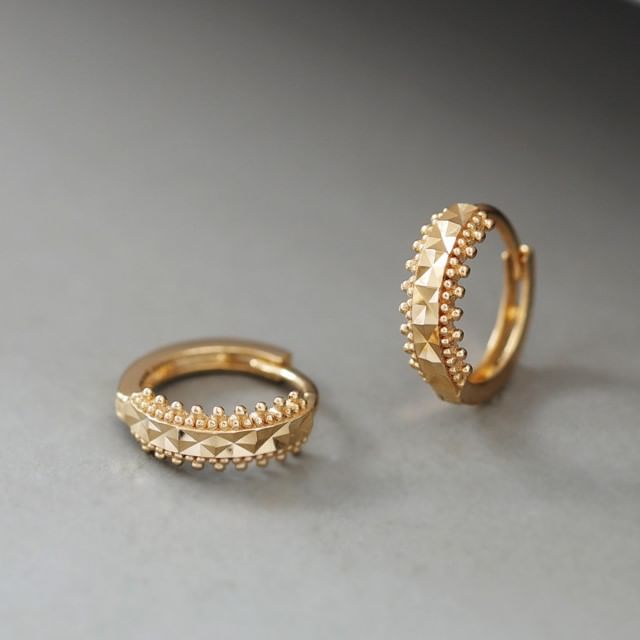Phoenoa-925 Sterling Silver Textured Hoop Earring