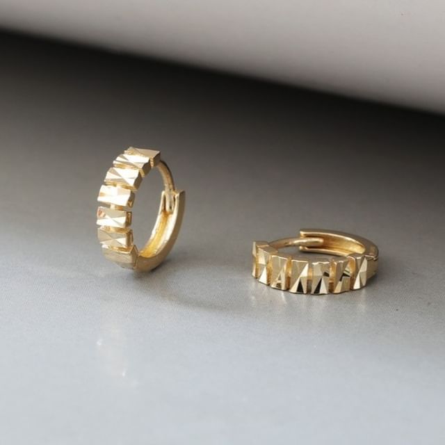 Phoenoa-925 Sterling Silver Textured Huggie Earring