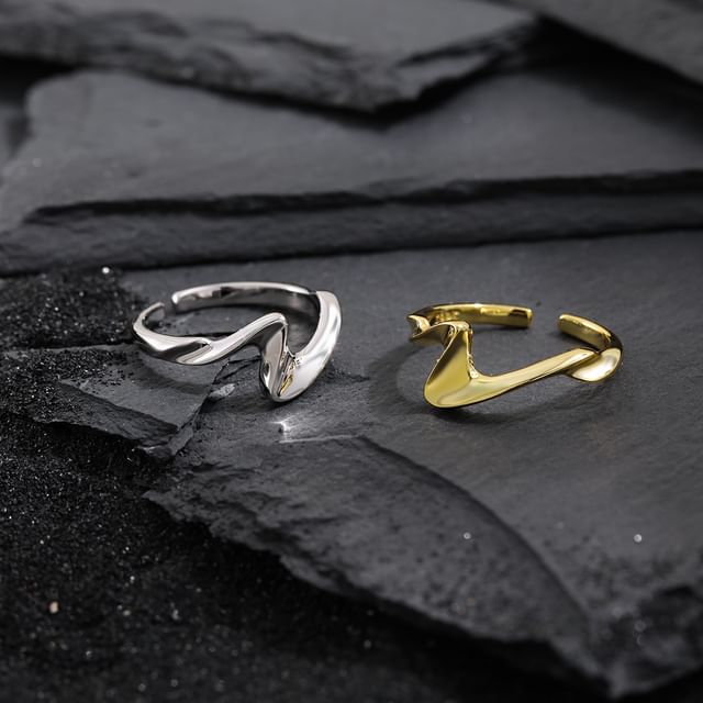 Phoenoa-925 Sterling Silver Wavy Open Ring