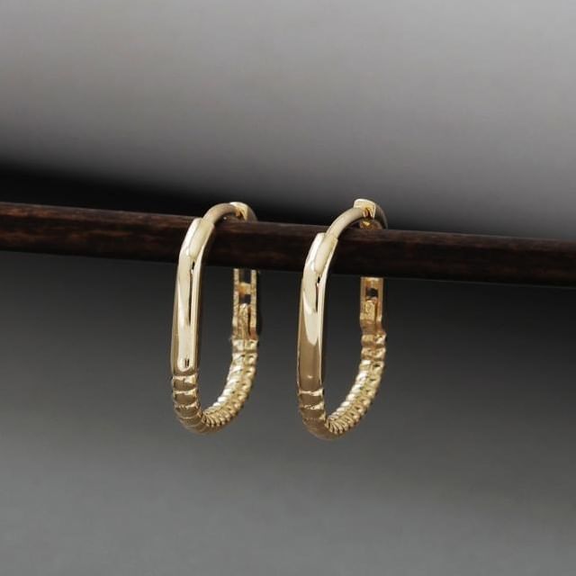 Phoenoa-S925 Sterling Silver Textured Hoop Earring
