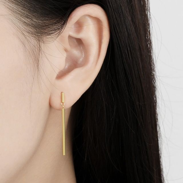 Phoenoa-Sterling Silver Bar Drop Earring