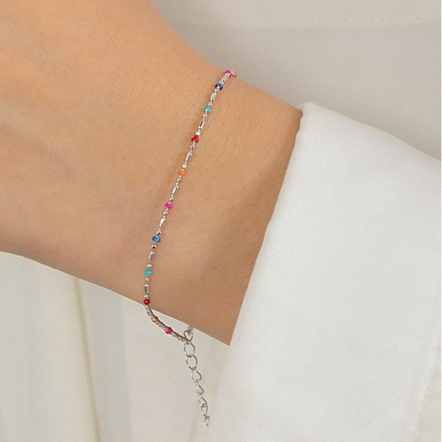 Phoenoa-Sterling Silver Beaded Bracelet