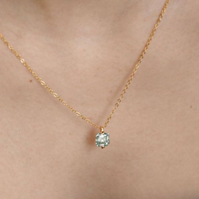 Phoenoa-Sterling Silver Rhinestone Pendant Necklace