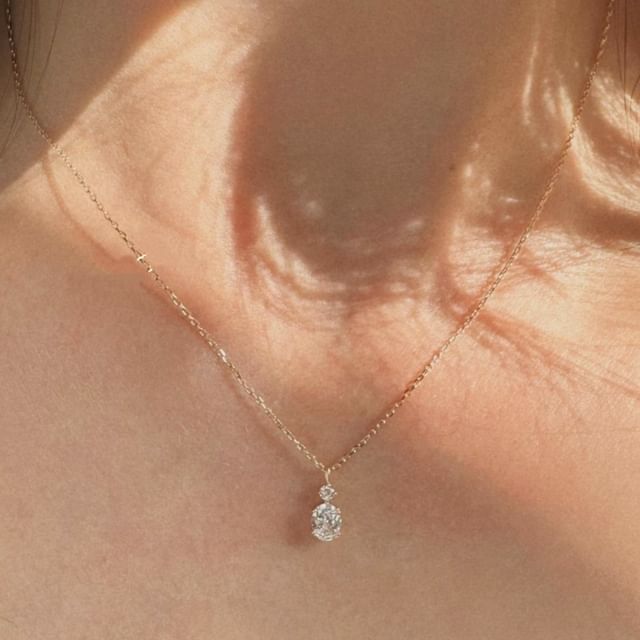 Phoenoa-Sterling Silver Rhinestone Pendant Necklace
