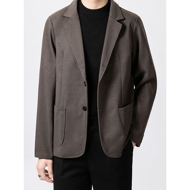 Phoneus-Notch Lapel Plain Single Breasted Blazer