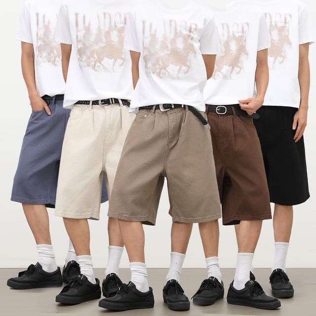 pinkdropper-Mid Rise Plain Wide Leg Shorts