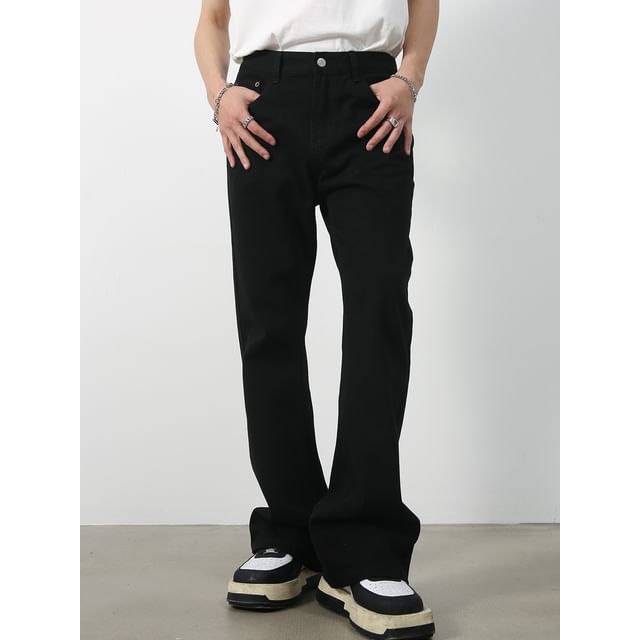 pinkdropper-Mid Rise Washed Bootcut Jeans
