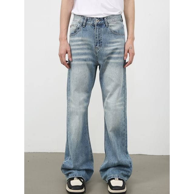 pinkdropper-Mid Rise Washed Bootcut Jeans