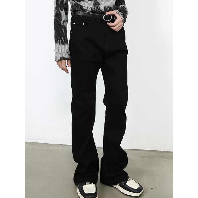 pinkdropper-Mid Rise Washed Bootcut Jeans