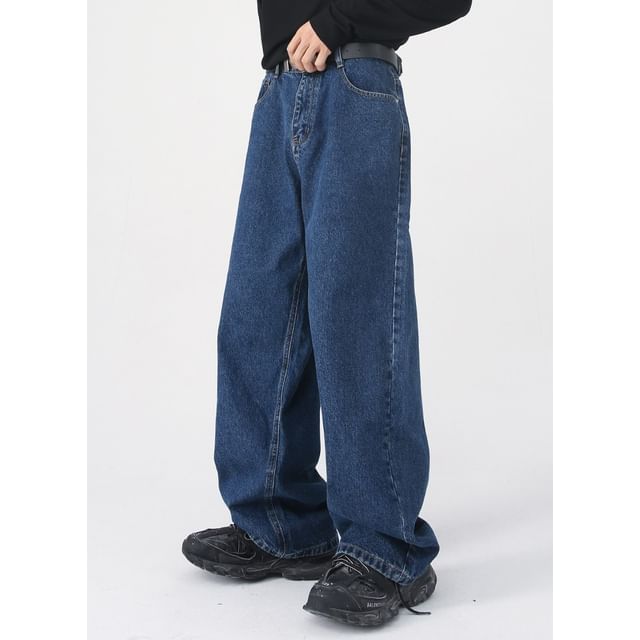 pinkdropper-Mid Rise Washed Wide Leg Jeans