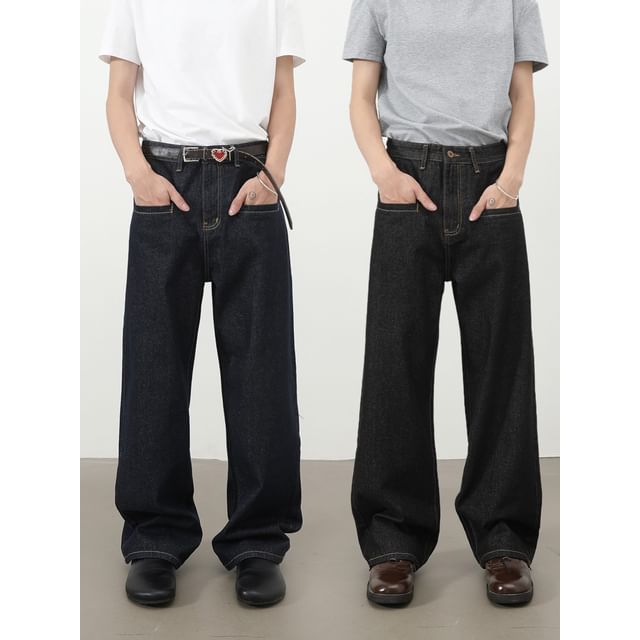 pinkdropper-Mid Rise Wide Leg Jeans