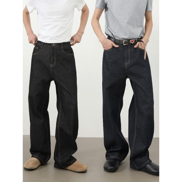 pinkdropper-Mid Rise Wide Leg Jeans