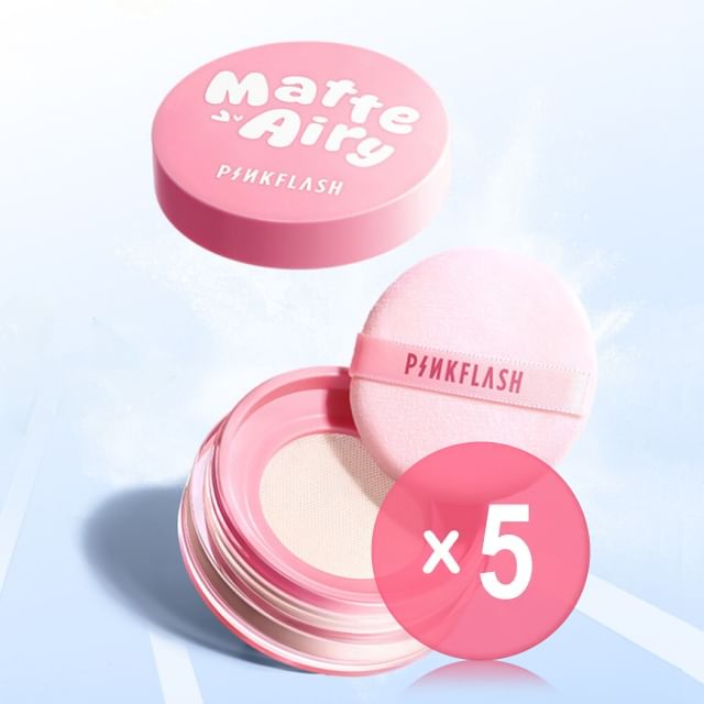 PINKFLASH-Airy Matte Loose Powder - 3 Colors 5pcs Bundle Set